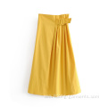 Women Pleated Long Skirt With Belt Dress